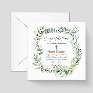 Daughter Son Baby Dedication Card for him her, 2 Corinthians 13, New Baby Baptism Card, Wreath Design Card, Christening Card for her