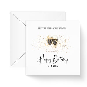 Personalised Friend Birthday Champagne Card for her, Happy Birthday Mum, Bestie Birthday, Special Friend Card, Girlfriend Card