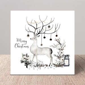 Merry Christmas card pack Noir Stag Design Card, From all of us season greetings, Card for her, Reindeer Christmas Card, card for friend