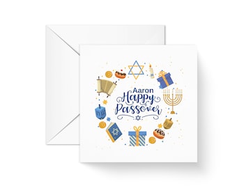 Happy Pesach gepersonaliseerde kaart voor hem haar, Rainbow Joodse kaart, Joodse vakantievieringen, speciale gelegenheidskaart