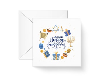 Biglietto personalizzato Happy Passover per lui e lei, biglietto ebraico arcobaleno, celebrazioni delle festività ebraiche, biglietto per occasioni speciali