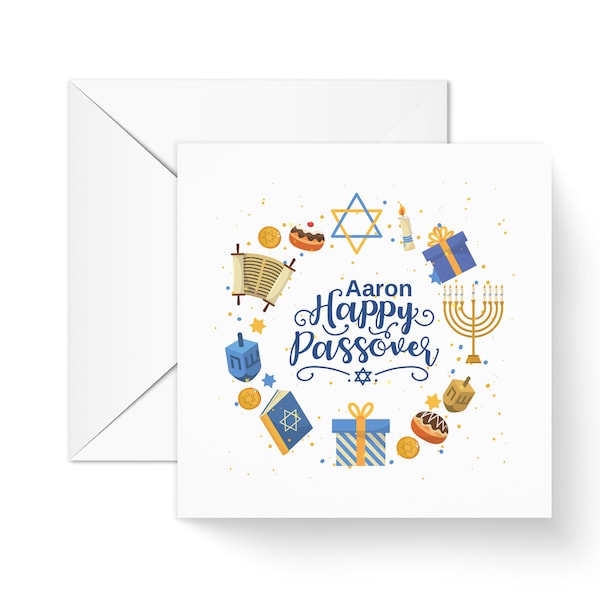 Happy Pesach gepersonaliseerde kaart voor hem haar, Rainbow Joodse kaart, Joodse vakantievieringen, speciale gelegenheidskaart