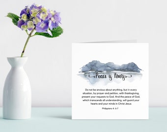 Peace is yours Christian uplifting  Scripture Card for her, Encouragement Scripture Card- Philippians 4, Friend  Well-being Card