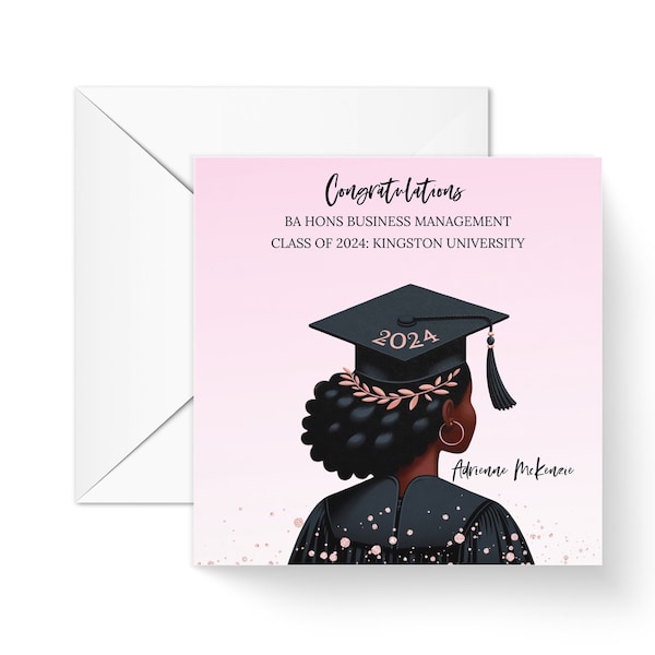 Congrats Black Girl Graduation Card for her, You did it, Personalised Ethnic Card, Graduation Gifts for her, she believed she could