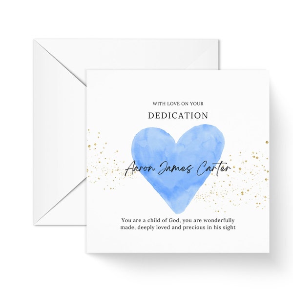 Baby Dedication Card for him, New baby baptism card, Christening card for grand son, personalised card for him, baptism gift for god son