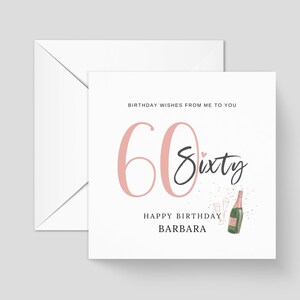 Sister Auntie Friend 60th Birthday Card for her,  Champagne Card, Gifts for her, card for auntie, card for best friend, bestie greeting card