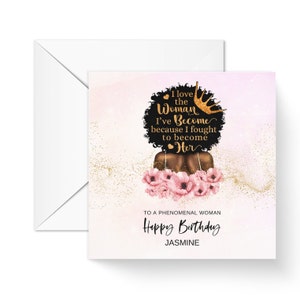 Happy Birthday Black Queen Birthday Card, Afro Queen Card, Black Girl Birthday, Daughter, Sister, Friend, Black Greeting Card, Aunty Card