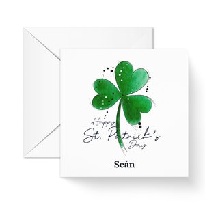 Happy St Patrick's Day Card with message, Cloverleaf St Patrick's Day Card, St Paddy's Day Card, for him for her, Irish gifts, shamrock card