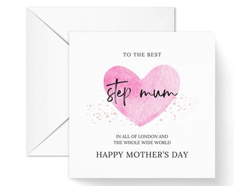 To The Best Step Mum Mothers Day Heart Card for her, I Appreciate You Mum,  Mothers Day Card for Nana, Grandma, Step mum, mama,  Mum Gift
