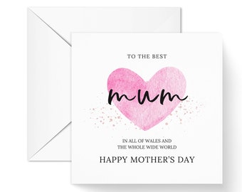 To The Best Mum Mothers Day Heart Card for her, I Appreciate You Mum,  Mothers Day Card for Nana, Grandma, Step mum, mama,  Mum Gift