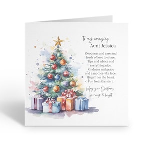 Biglietto di auguri di Natale personalizzato per la zia, per una zia speciale, biglietto con albero di Natale, fantastico biglietto con poesia per la zia, regalo di Natale per lei