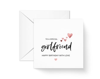 To a special Girlfriend Birthday Heart Card for her,  I love you special occasion card, Female Birthday Card, Anniversary card for her