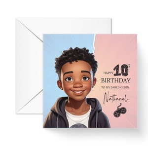 Carta da gioco di buon decimo compleanno per lui, carta per figlio, carta per bambini, carta di compleanno personalizzata per ragazzo per nipote, nipote, regali figlioccio per lui