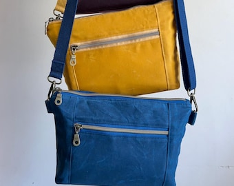 Waxed Canvas Crossbody Bag, Handmade Shoulder Bag, Small Crossbody Bag, Minimalist Purse