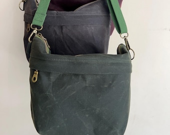 Slouchy Waxed Canvas Crossbody Bag, Handmade Bag, Kay Crossbody Bag, Shoulder Bag
