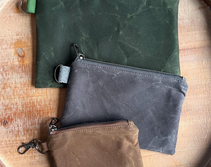 Waxed Canvas Zipper Case, Zipper Pouch, Travel Organizer Case, Toiletry Case, Small Travel Pouch, Mens Zipper Pouch, Toiletry Bag, Cord Case