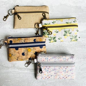 Monedero con cremallera de corcho, estuche con cremallera, regalo para ella, regalo para el día de la madre, monedero, ranuras para tarjetas, billetera ecológica, billetera con llavero