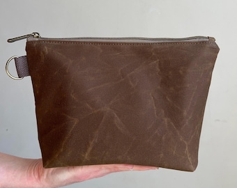 Waxed Canvas Travel Organizer, Tech Case, Purse Organizer, Make Up Bag, Travel Pouch, Toiletry Case
