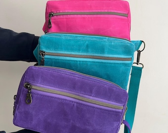 Sling Bag, Waxed Canvas Sling, Crossbody Sling, Crossbody Bag, Minimalist Bag, Shoulder Bag, Cell Phone Pocket Sling, Gift for Her