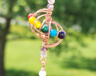 Rainbow Pride Conch Shell Style Wire Wrap Pendant in Copper with Star