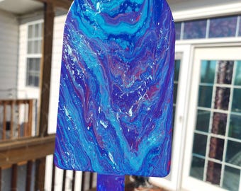 5" x 11" | Acrylic Fluid Pour Painting | Popsicle Wall Hanging | Blue, Purple