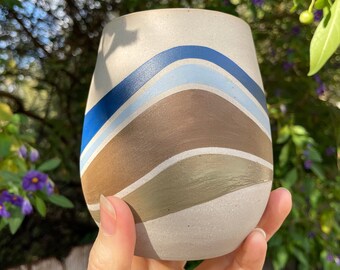 Blue Brown Ceramic Cup Large
