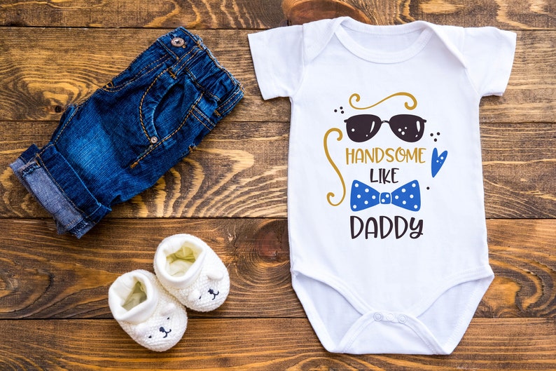 Baby Shower Gift Handsome Like Daddy Onesie\u00ae Announcement Gift for Boys Funny Bodysuit Onesie\u00ae Baby Boy Clothing