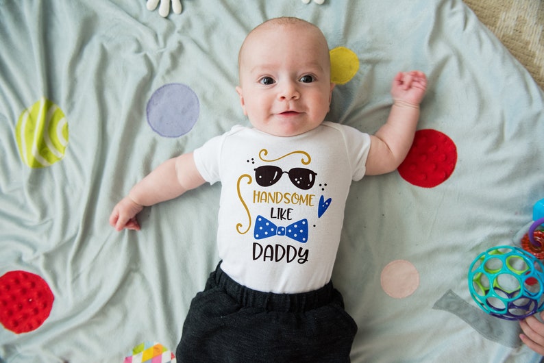 Baby Shower Gift Handsome Like Daddy Onesie\u00ae Announcement Gift for Boys Funny Bodysuit Onesie\u00ae Baby Boy Clothing