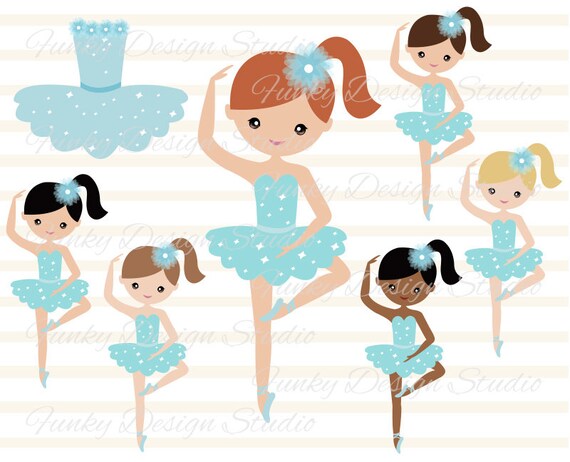 Blue Ballerina Digital Clip Art Blue Ballet Dancer Clipart Etsy