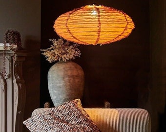 Frayed Earth Linen Pendant Shade - M