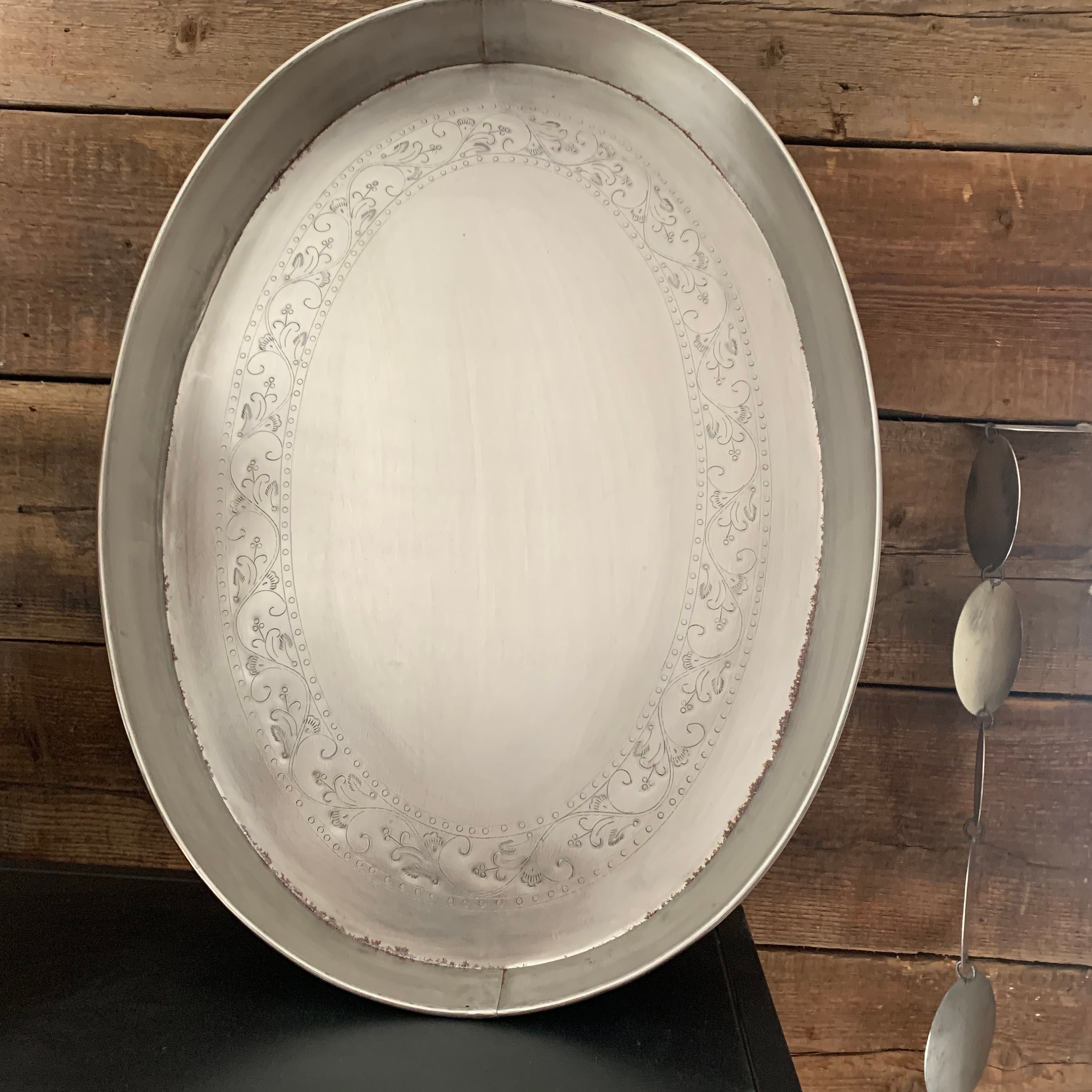 Oval geätzt antike Nickel Tablett | Etsy