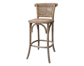 French Wicker Bar Stool / Chair