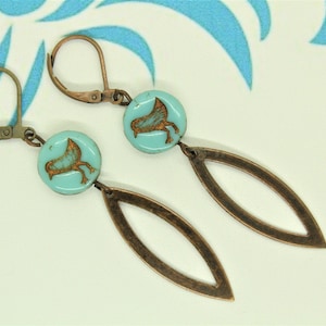 Turquoise Blue and Copper Bird Earrings - Blue Bird Boho Earrings - Rustic Turquoise Dangle Earrings - Lightweight Earrings -Nature Inspired