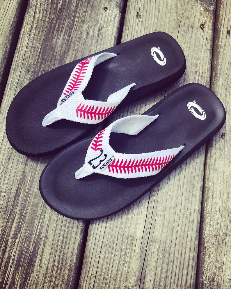 womens baseball flip flops