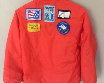 Vintage Girl Scout of Usa Windbreaker Jacket with Patches
