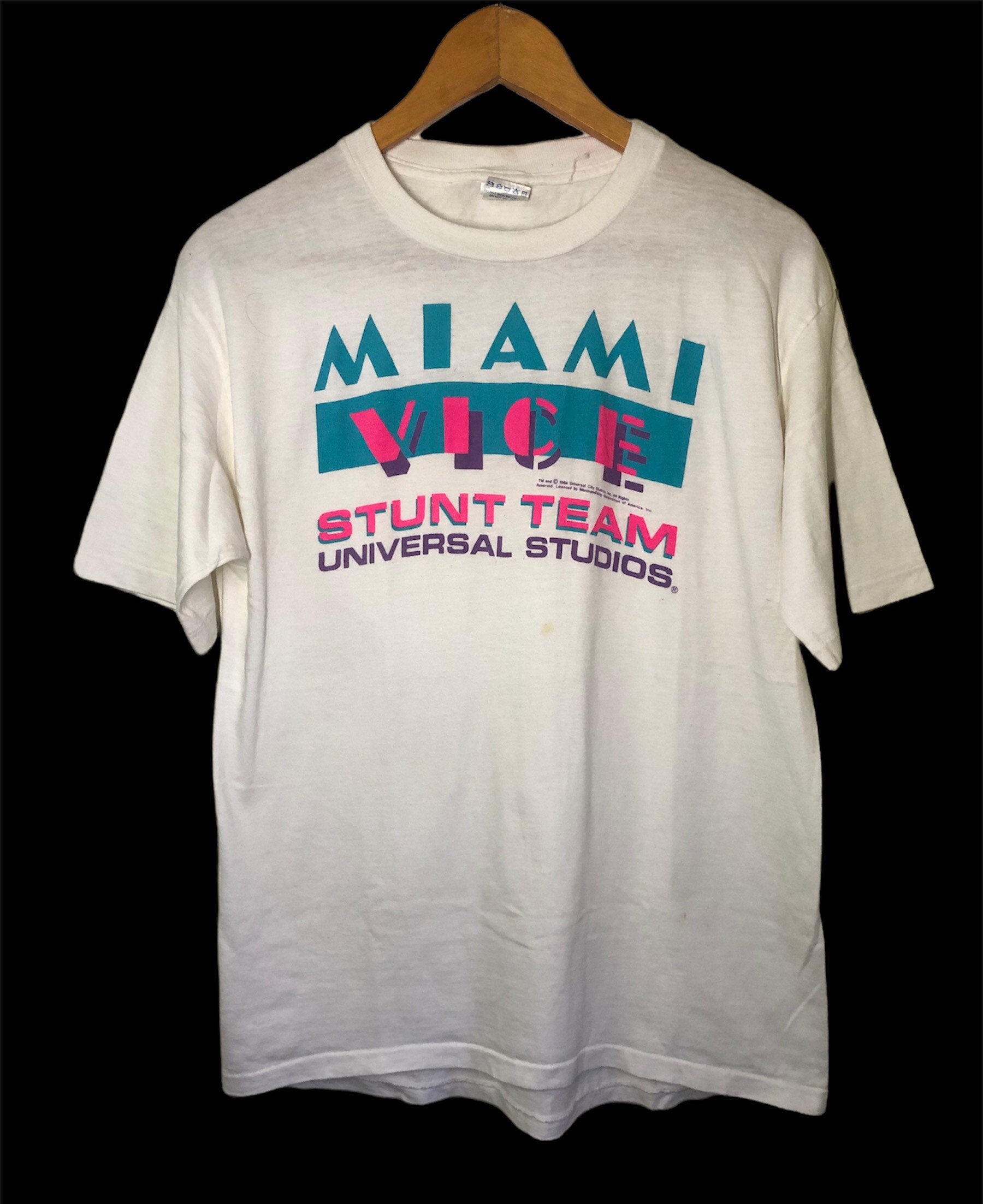 Vintage 80s Miami Vice Stunt Team Universal Studios T Shirt Large 