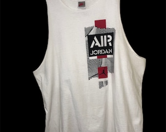 Vintage jaren 90 Nike Air Jordan grijs tag singlet shirt maat xl
