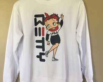 Rare Fila Betty Boop Big Logo Sweatshirt Crewneck Medium Size