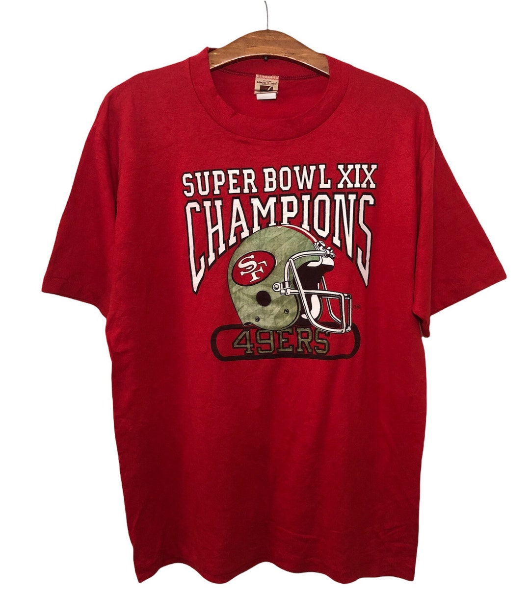 チャンピオン80s◾️49ERSトリコ・ビンテージTシャツ◼️NFL染み込み Vintage 80s San Francisco 49ERS Football NFL T Shirt Large Size - Etsy