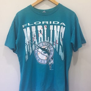 Vintage 90s Florida Marlins MLB T Shirt Large Size
