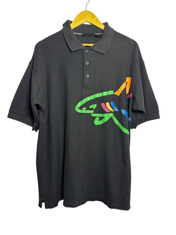Vintage Greg Norman Shark Golf Golfer Polo Shirt Medium Size - Main Image