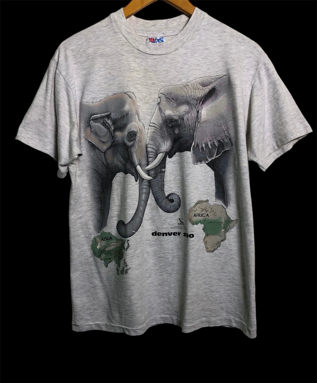 Vintage 90s Denver Zoo Harlequinn Animal Print T Shirt Medium Size