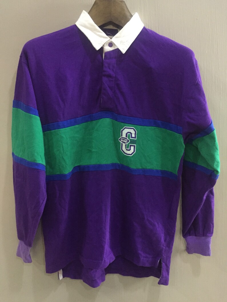 Vintage 90s Coca Cola E Rugby Shirt Polo Image 0