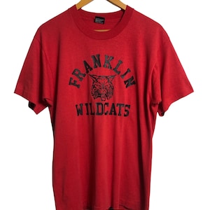 Vintage 90s Franklin Wildcats Football T Shirt Large Size