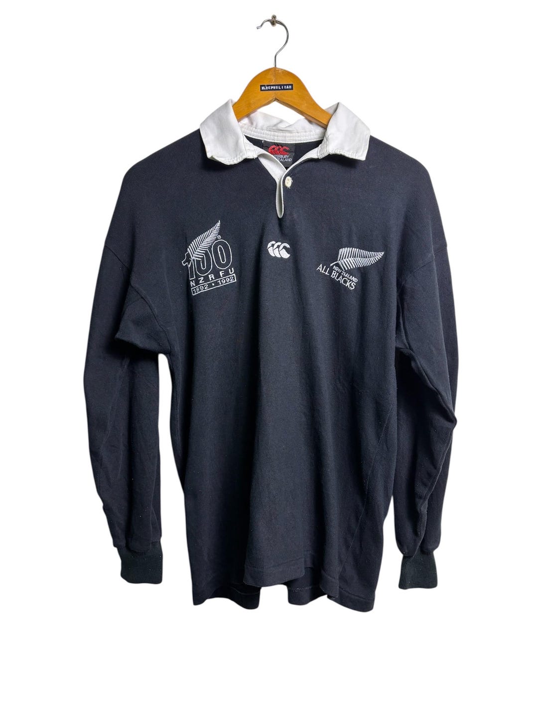 Maillot de rugby Canterbury All Blacks vintage des années 90 – 100 NZRFU 1892-1992, taille 40-100 cm - France
