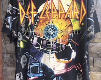 Vintage Def Leapard All Over Print T Shirt Large Size
