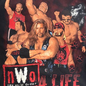 Vintage NWO New World Order 4 life nWo Wwf Wcw Wwe Wrestling T Shirt Youth Size image 4