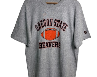 Vintage 90s Oregon State Beavers University Football T Shirt Large Size
