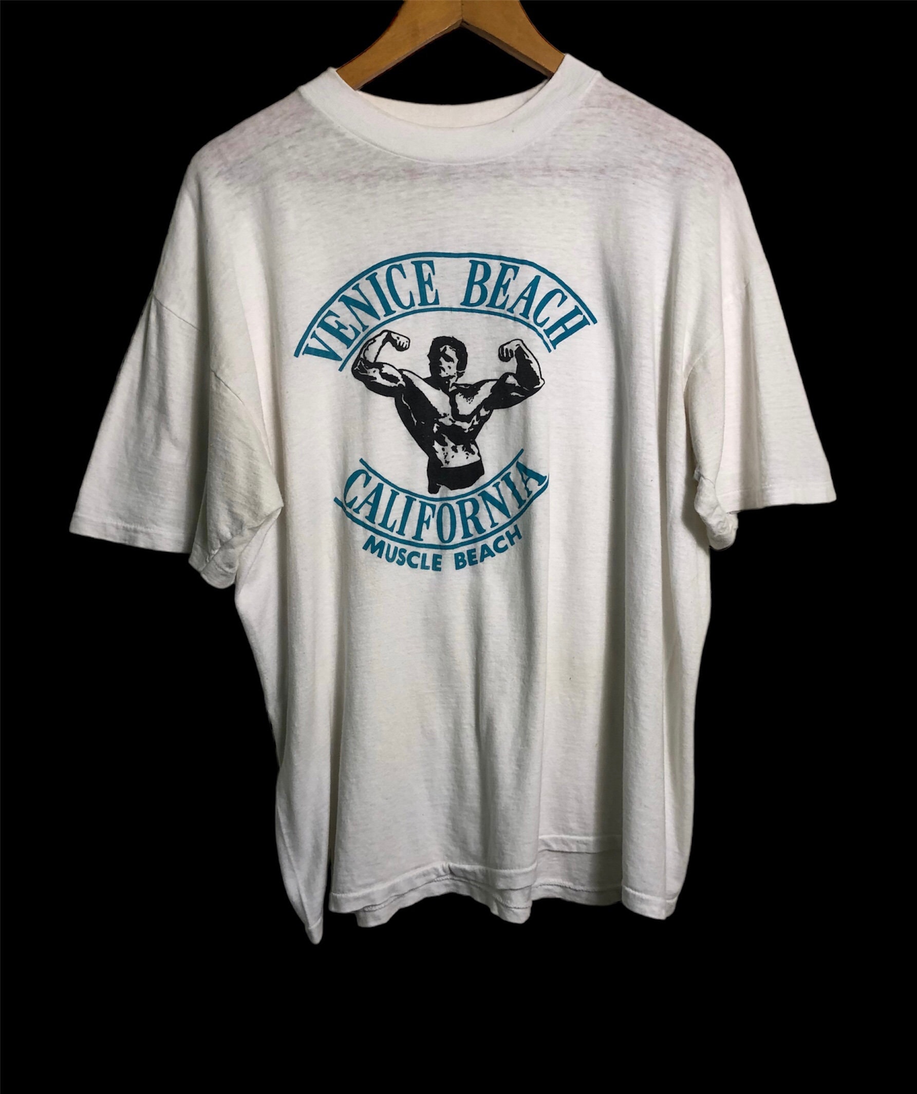 Vintage 80s Venice Beach California Muscle Beach Arnold T Shirt
