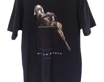 Vintage 90s William Wegman Lolita Weimaraner Photo  T Shirt Large Size